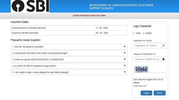 SBI Junior Associate Admit Card