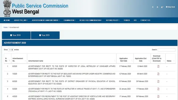 WBPSC Recruitment Notification