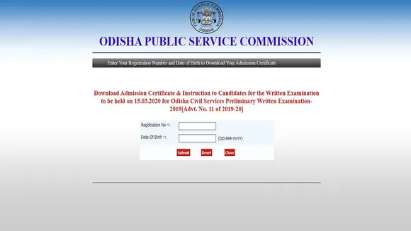 opsc civil service prelims exam admit card
