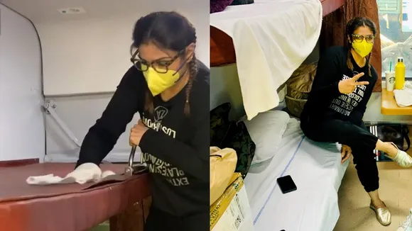 raveena tandon cleaning train seat