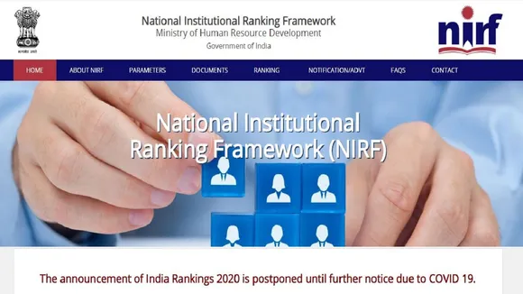 nirf ranking 2020 postponed