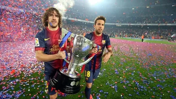 Barcelona celebrating La Liga title