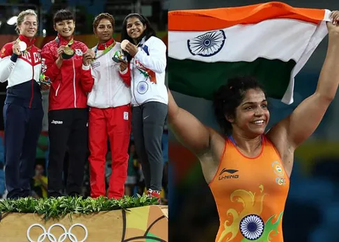 Historic moment! Sakshi Malik with a bronze medal