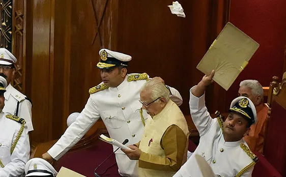 UP Assembly session GST bill tabled amid uproar by opposition papers thrown at Governor Ram Naik