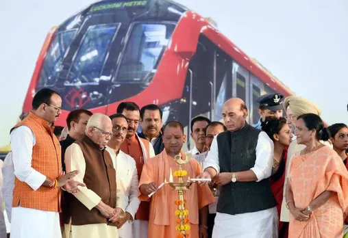 Rajnath Singh Yogi Adityanath flag off Lucknow Metro See in pics