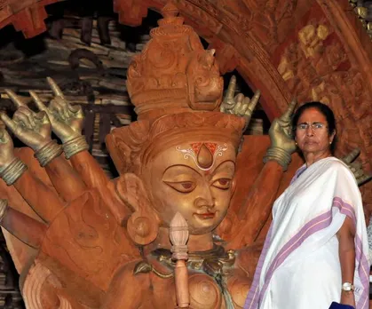 West Bengal Chief Minister Mamata Banerjee inaugurates Goddess Durga Puja Pandal preparations of festival in Kolkata