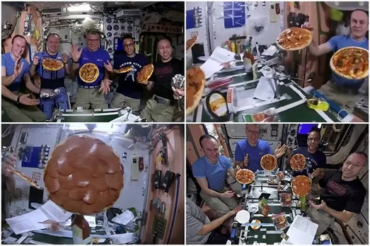 NASA astronauts have a ball in space with first ever floating Pizza Party