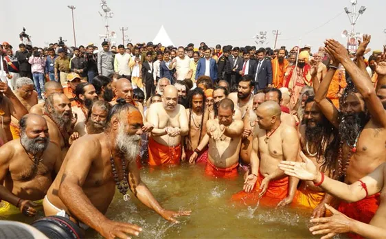 BJP chief Amit Shah, UP CM Yogi Adityanath take holy dip at Kumbh