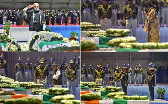 Pulwama Terror Attack: PM Modi, Rahul Gandhi lay wreaths on mortal remains of CRPF jawans