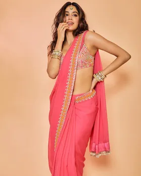 Janhvi Kapoor Looks Mesmerising In Exquisite Pink Saree