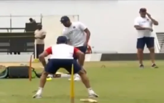 Stadium: Rohit Sharma catching practice session with Virat Kohli