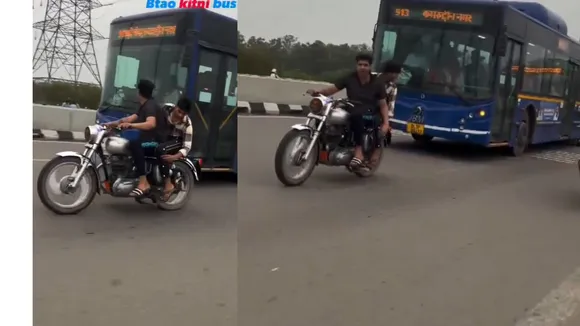 bus and bike stunt video