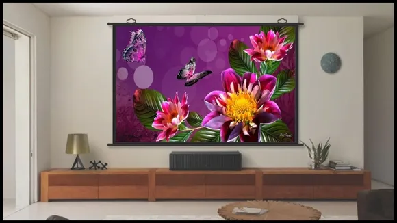 Floor rising projector screen