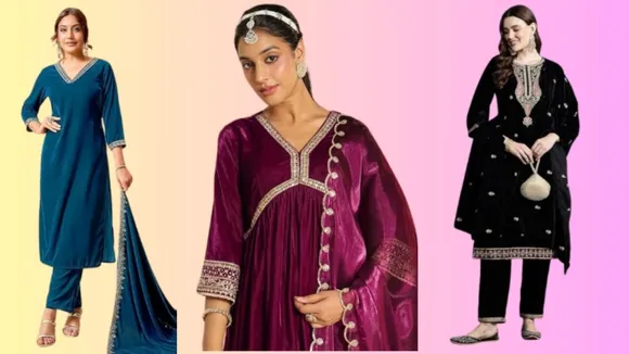 Velvet Kurta Set For Women
