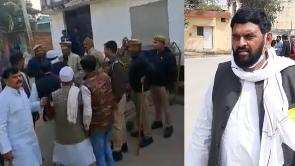 Kundarki By Election SP Candidate Haji Rizwan Clash With Police on Checking ID Card