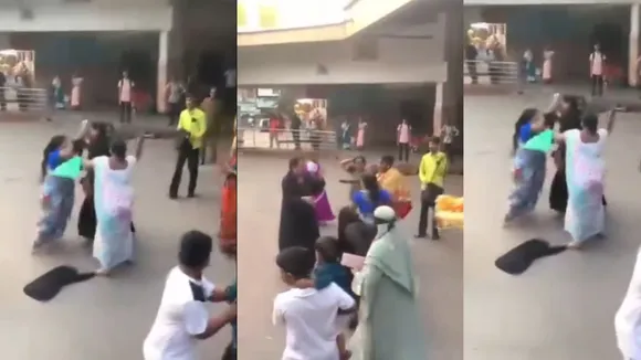 Three Hindu women beat up a Muslim woman
