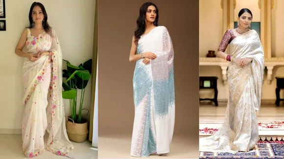 White Saree Party Wear