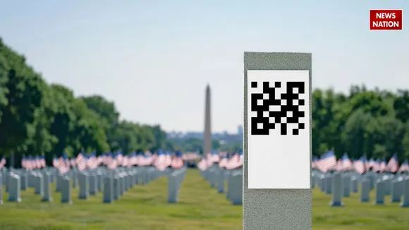 QR code stickers pasted in cemeteries