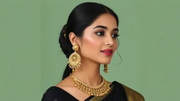 best Golden Earrings Designs for black saree 