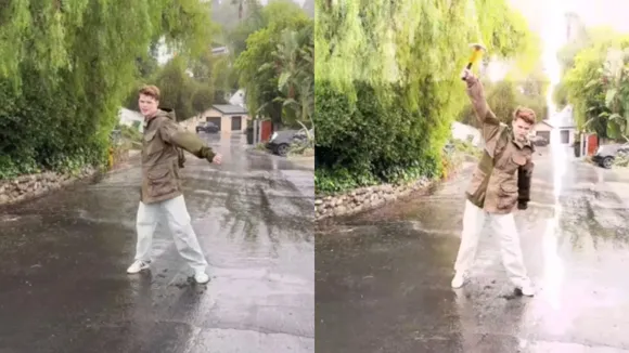 stunts in the middle of the road