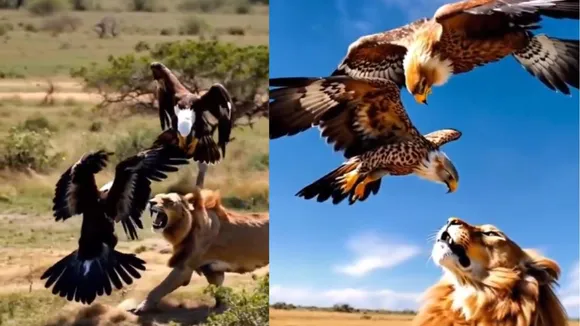 egles attack on lion