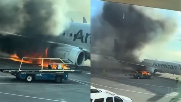 US Flight Fire breakout in Denver International Airport