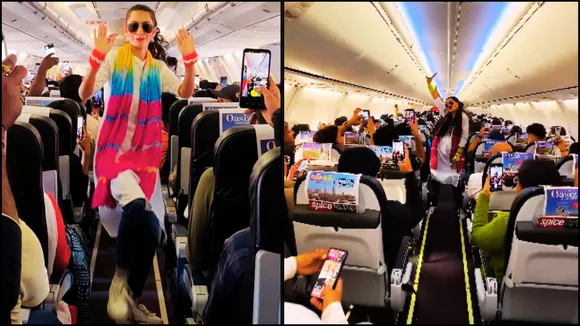 spicejet cabin crews holi dance video on flight 