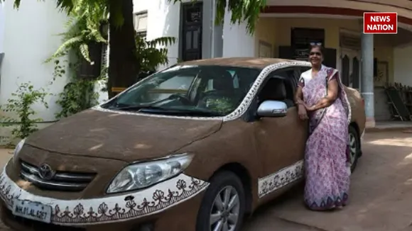car coated with cow dung viral photos