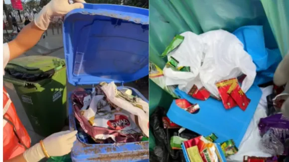 A young man was seen checking garbage outside the houses of famous celebrities