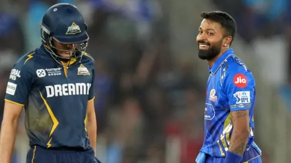 Hardik Pandya seen smiling after taking wicket of Shubman Gill during GT vs MI 