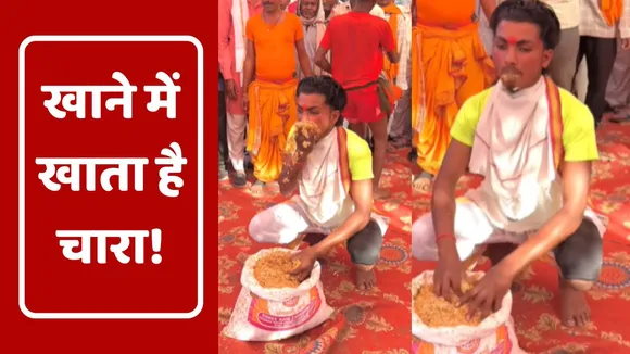 youth eats animal fodderr