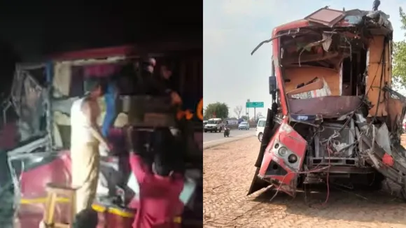 Basti Accident bus hits truck