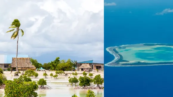 Kiribati submerged in the ocean