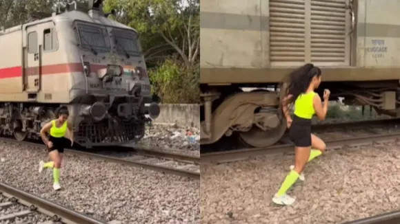 viral racing girl with train
