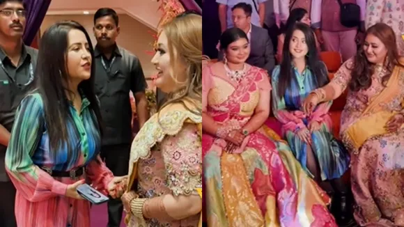 mumbai CM wife amruta fadnavis at Seema Singh daughter wedding in Mumbai video viral on social media......
