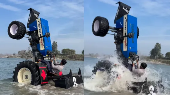 viral tractor video on social media
