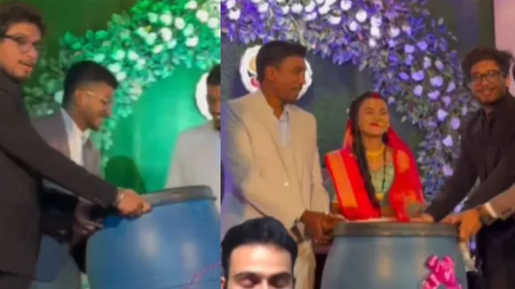 blue drum gift in wedding