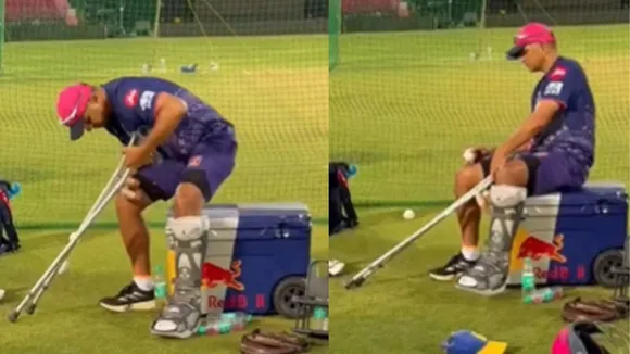 Sit sit do not move Ashish Nehra told to Rahul Dravid ahead of RR vs GT IPL 2025 watch video 