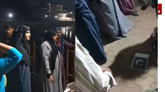 Muslim women protested when Pakistani flag pasted