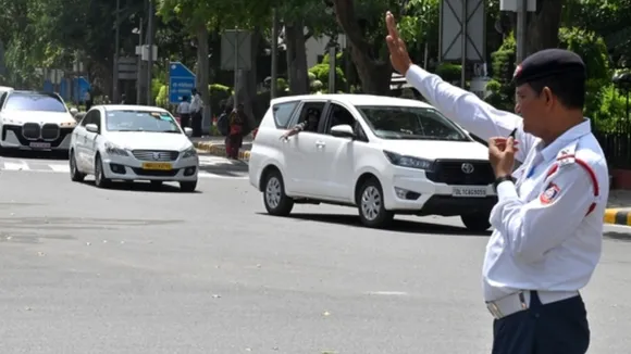 Delhi Traffic Police Colar Fan and Cooling Helmet