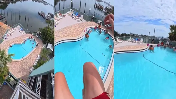 viral stun on swimmimg pool