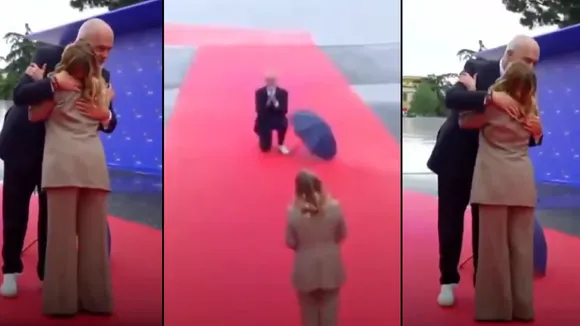   Albanian PM Welcomes meloni on knees and Hug Meloni Viral Video