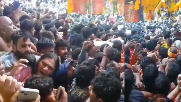 crowd in Banke Bihari temple