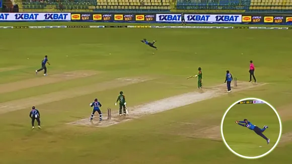Janith Liyanage flying catch during sl vs ban 1st odi left netizens stunned