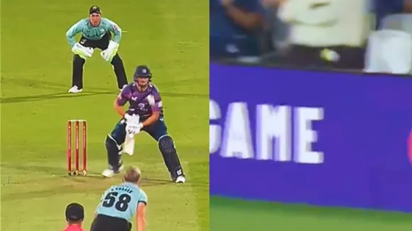 Luke Hollman played a bizarre shot in vitality T20 Blast which went for six
