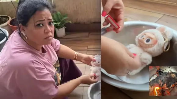 Bharti Singh son doing mischievous things because of Labubu doll comedian burnt doll