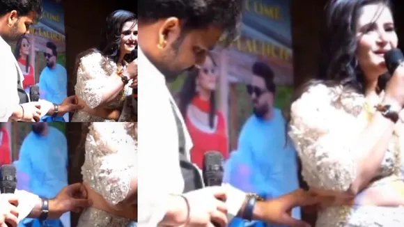 Pawan Singh did dirty things with actress Anjali Raghav people got angry after watching video