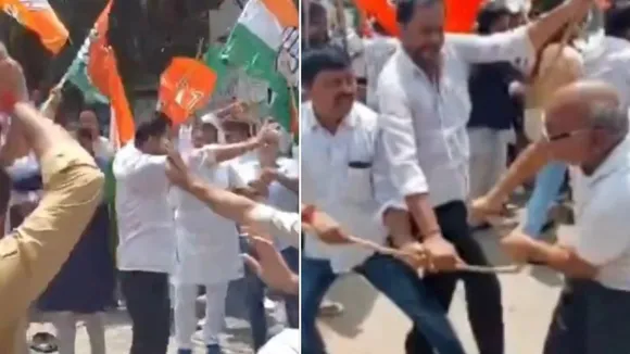 BJP and Congess Workers clash amid PM Modi Abuse Case ahead Bihar Election