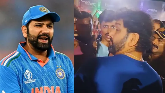 Rohit Sharma mobbed by huge number of crowd as he visit Ganpati video goes viral