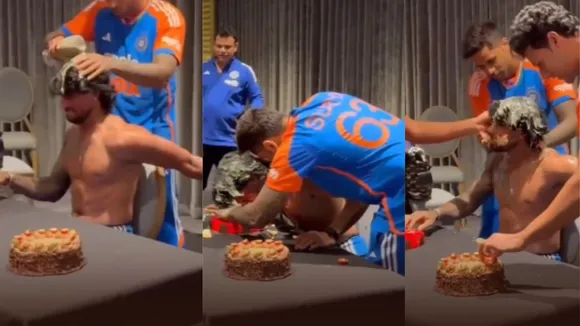 Tilak Varma birthday celebration video goes viral on social media cake cutting